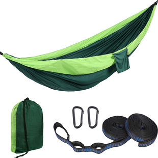 Factory direct double nylon hammock outdoor camping ultra light portable nylon parachute cloth color matching hammock