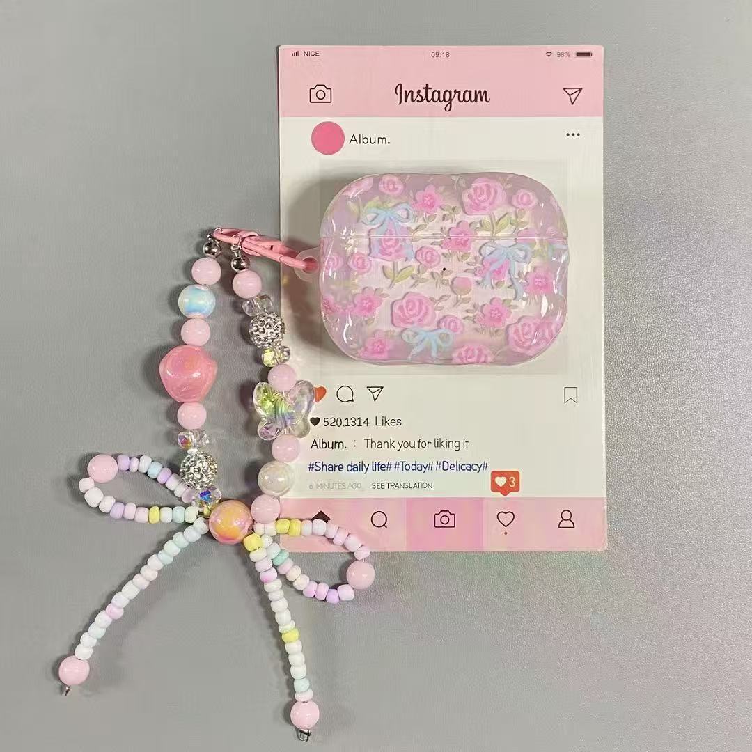 Rose rosa para Apple AirPods4 Bluetooth auriculares inalámbricos cubierta 1 / 2 / 3 generación pro2