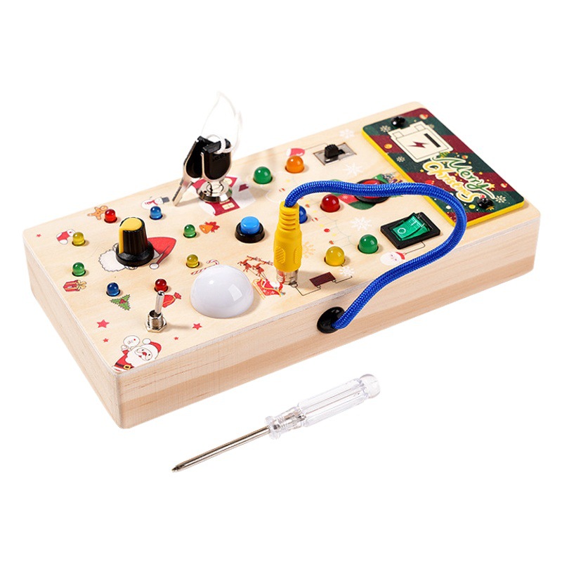 CPC Educación temprana para niños Volante de madera Luz LED Tablero ocupado Tablero ocupado Interruptor de tablero ocupado Juguetes navideños