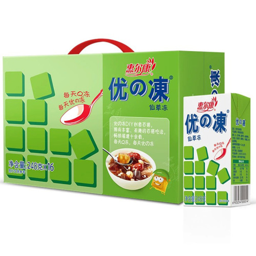Whilcon You's Frozen Grass Jelly Drink: Instantly Enjoyable Cold Jelly Beverage, Fujian Herbal Tea, 248g x 16 Boxes per Case