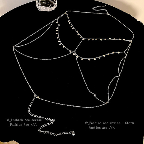 European and American fashion sequin chest chain personality metal wind new body chain exaggerated niche design sense chest decoration wholesale women 