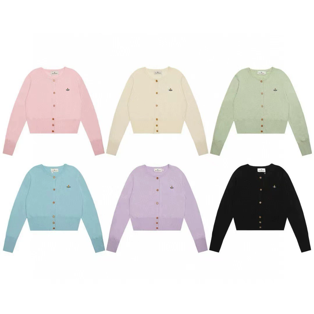 Шерстяной вязаный кардиган унисекс (Vivienne Westwood) Empress Dowager с вышитым сатурном, S–L