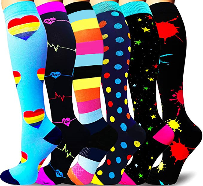 Calcetines elásticos, calcetines de compresión, calcetines para pantorrillas, calcetines deportivos, calcetines de compresión deportivos para correr para hombres y mujeres
