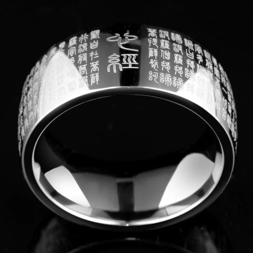 Cross-border new product retro seal script men's stainless steel heart sutra ring factory direct accessories wholesale dropshipping