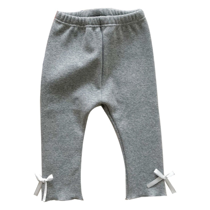 Las polainas de las muchachas invierno estilo coreano color sólido bowknot Bebé Pantalones casuales espesado cálido bebé niñas polainas de algodón
