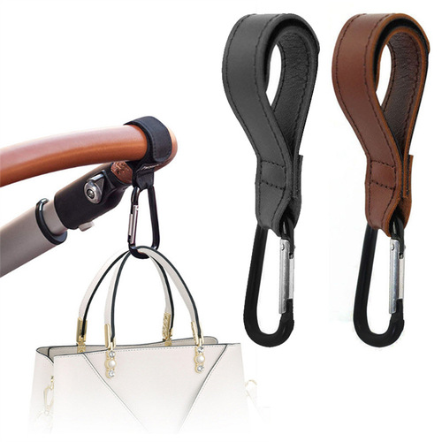 Manufacturer wholesale stroller hook mommy bag fixed metal carabiner Velcro children's stroller hook