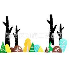 Ins風植物森系壁貼り幼稚園教室壁面森林幹恐竜環創装飾卸売り