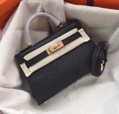 2024新款H家mini二代凱莉真皮女包百搭單肩斜跨手提小方包