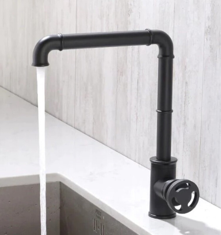 Kitchen Faucet hot and cold water kitchen faucet single handle industrial style black vegetable basin faucet single hole sink faucet