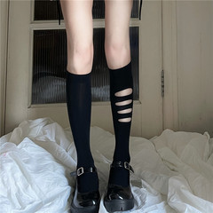 Women's Summer Black Velvet Glittery Ankle Socks with Holes, Japanese Style Sweet and Cool, Slimming Leg Socks