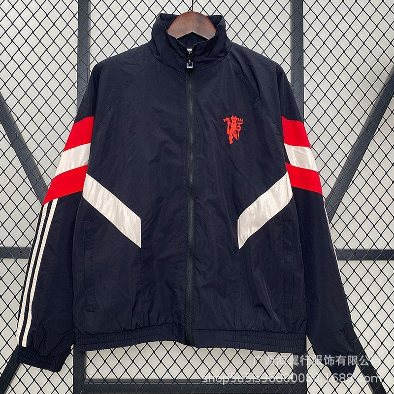 Cross-Border Exclusive Supply of Vintage Manchester United Windbreakers, Club Patchwork Jackets, Stand-Collar Sports Jackets, Unisex Style