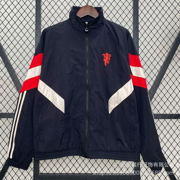 Cross-Border Exclusive Supply of Vintage Manchester United Windbreakers, Club Patchwork Jackets, Stand-Collar Sports Jackets, Unisex Style