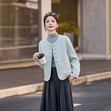 2025秋冬新款宽松香风双面羊毛短款小个子显瘦百搭毛呢外套HE5137