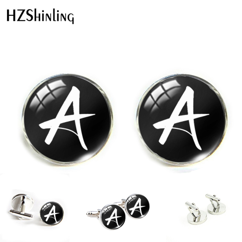 Cross-Border Wish 26 English Letters Cufflinks Time Gemstone French Shirt Cufflinks Cufflinks Men's Cuff Buttons