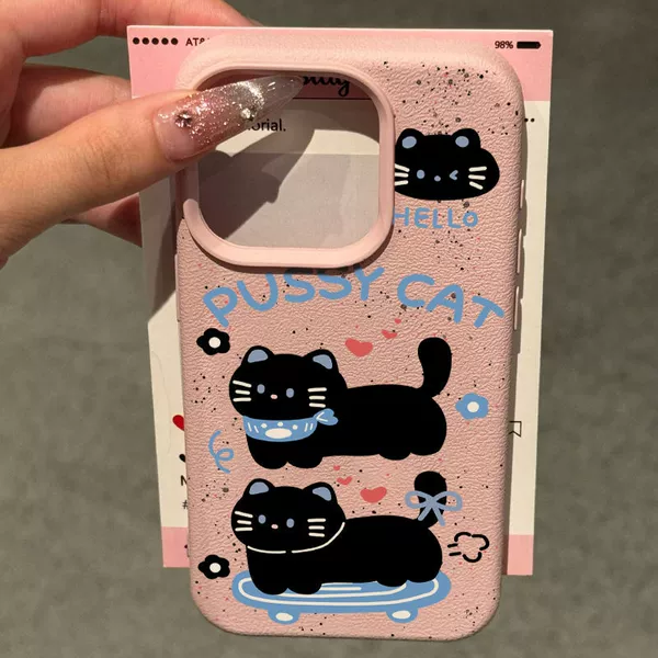 Leather texture material-pink-PWCK skateboard cat 1122