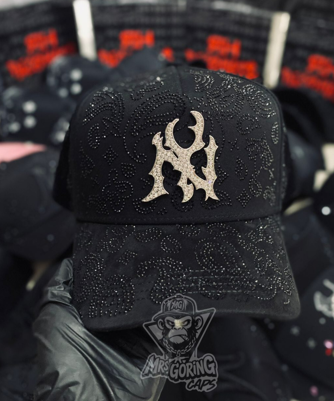 Nuevo Meike Duo Dandy bordado ajustable gorra de boca de pato borde curvo gorra de béisbol con diamantes barba tío