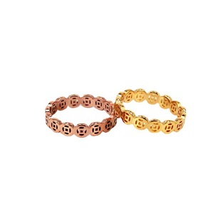 Golden ring, copper fashionable small bell, J3-313, Korean style, pink gold, for luck, South Korea