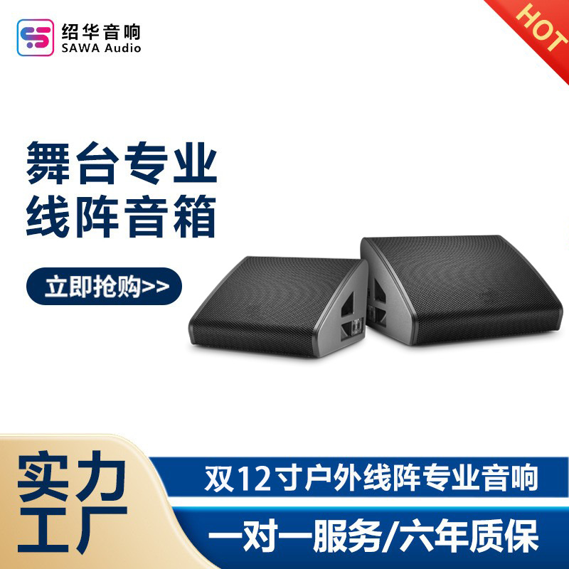 Doble 12 pulgadas de sonido de retorno altavoz profesional al aire libre altavoz de alta potencia conferencia bar escenario de sonido de matriz de línea