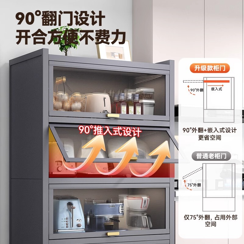 キッチン収納キャビネット収納キャビネット床置き多層防塵収納キャビネット電子レンジ家庭用多機能キャビネットドア付き|undefined