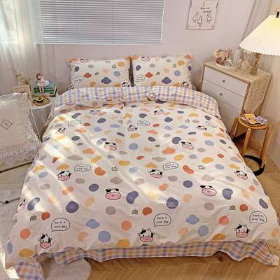 13372 Cotton linens Quilt cover Four piece suit Cotton summer Hearts Quilt cover The bed Supplies Single Three