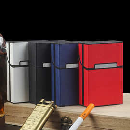 新款超纤皮质20支装烟盒磁扣翻盖烟包创意个性软硬包烟盒套男士