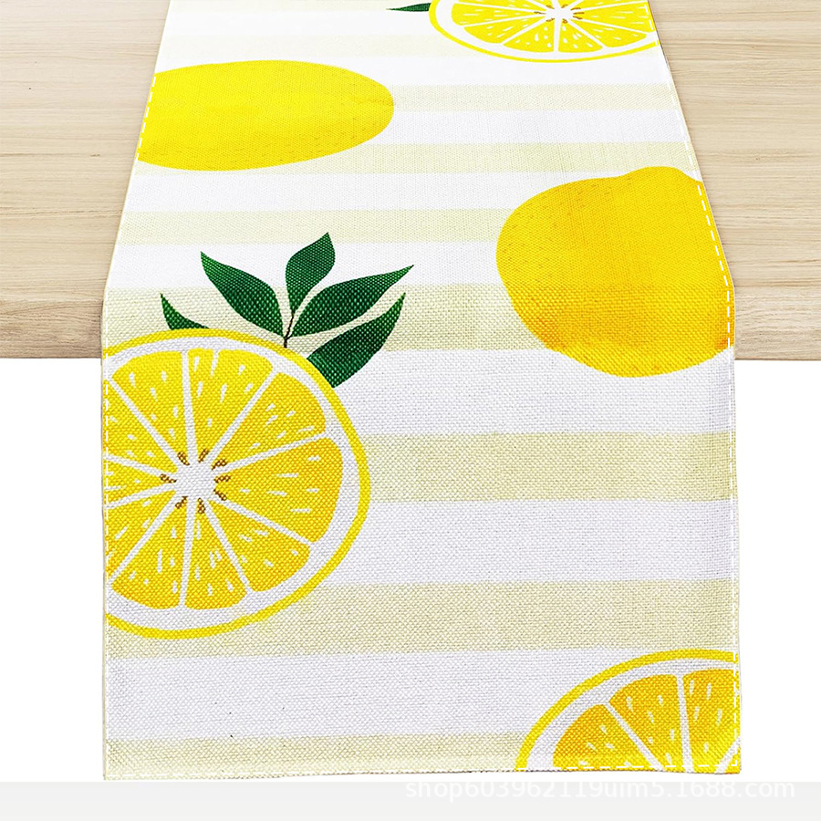 Nuevo verano limón lino bandera de mesa de fiesta al aire libre decoración de mesa de té de tela en el hogar bandera de mesa de té