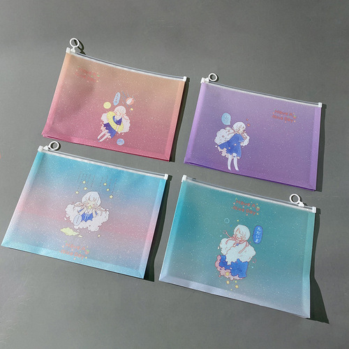 A4 cartoon transparent document bag high-looking edge information bag pp plastic office student storage bag stationery bag