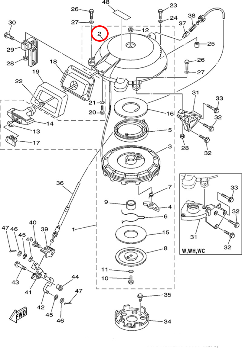 2)翟墨DEMONS舷外机船外挂机橡皮艇冲锋舟起动器壳体61N-15711-10
