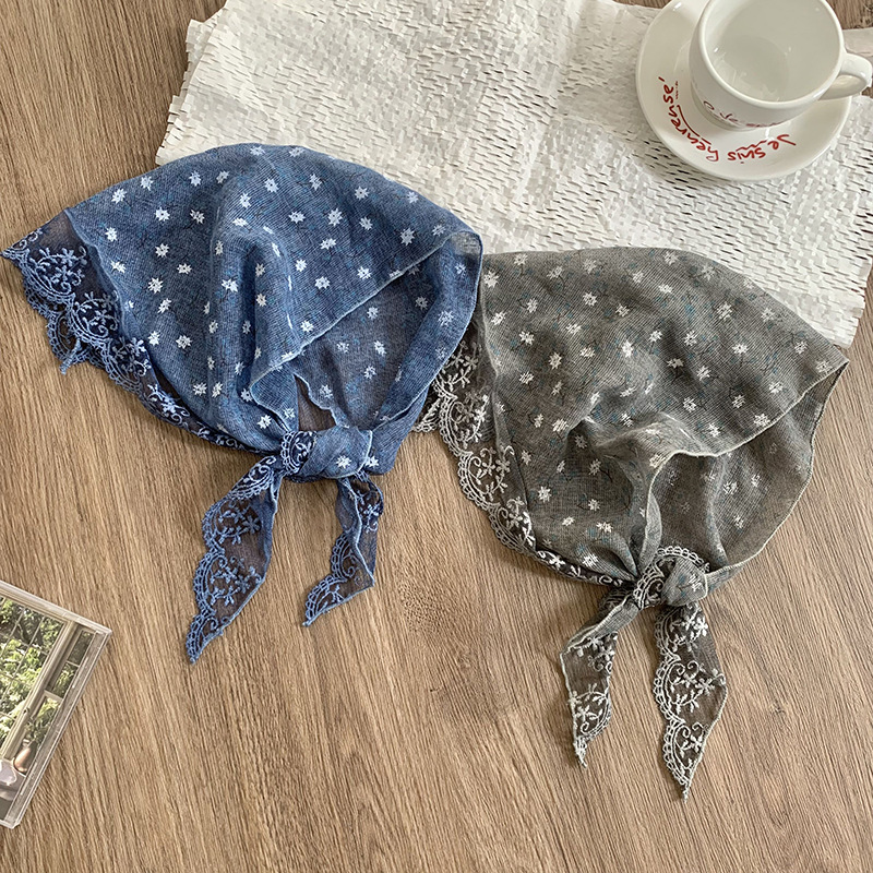 Bufanda triangular babero mujer primavera y verano nuevo estilo encaje borde floral cuello bufanda bufanda diadema pastoral femenina tocado accesorios para el cabello