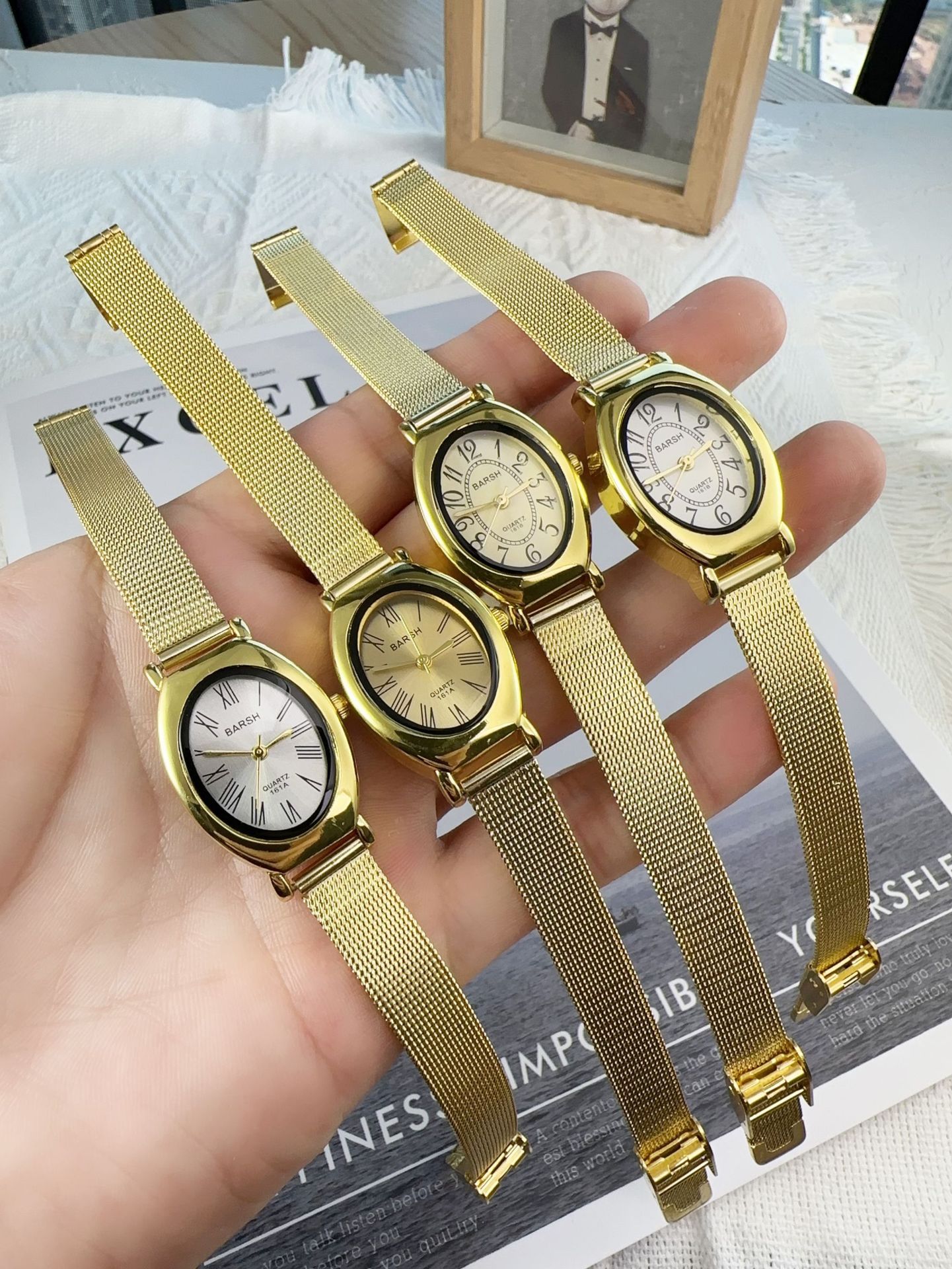 85g Weight Ordinary Glass Mirror Material Alloy Strap Material Watch Classification Pointer, Number Display Type Concealed Buckle Buckle Style Oval Dial Shape Weekend, Learning, Daily Occasion Quartz Movement Geometric Pattern All Seasons Season Women's Gender Casual, Modern Style Style Casual Modern Style Geometric Concealed Buckle Quartz Watch 11