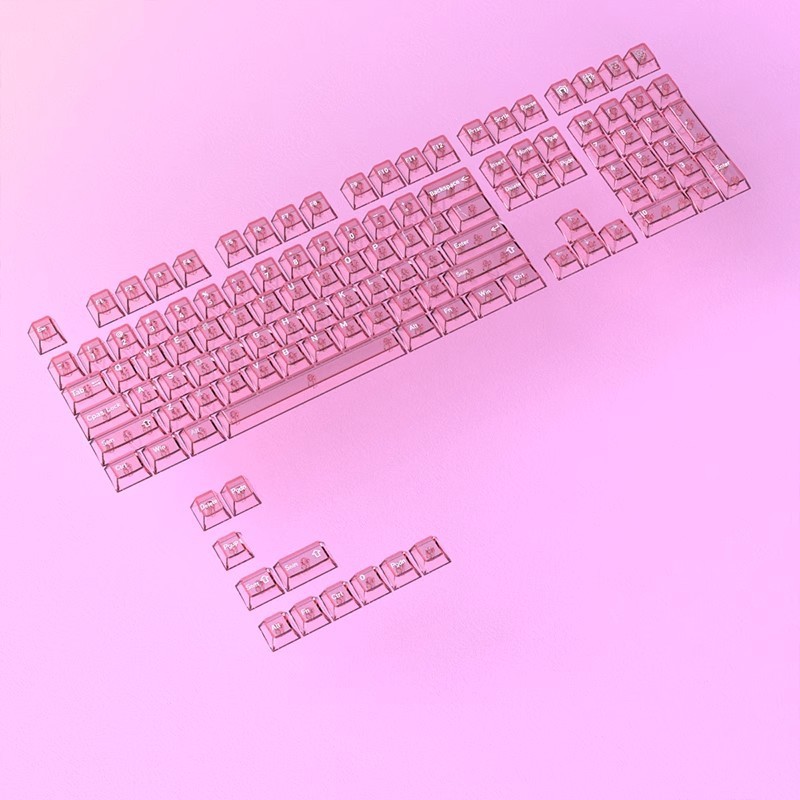 スポット卸売ピンク透明小型フルセット DIY カスタマイズされたメカニカル キーボード PC キーキャップ - オリジナル高さ 119 キー|undefined