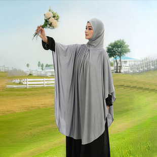 Cross-Border Foreign Trade New Hot-Selling Solid Color Versatile Fashion Robe Muslim High-Quality Comfortable Hooded One-Piece Shawl