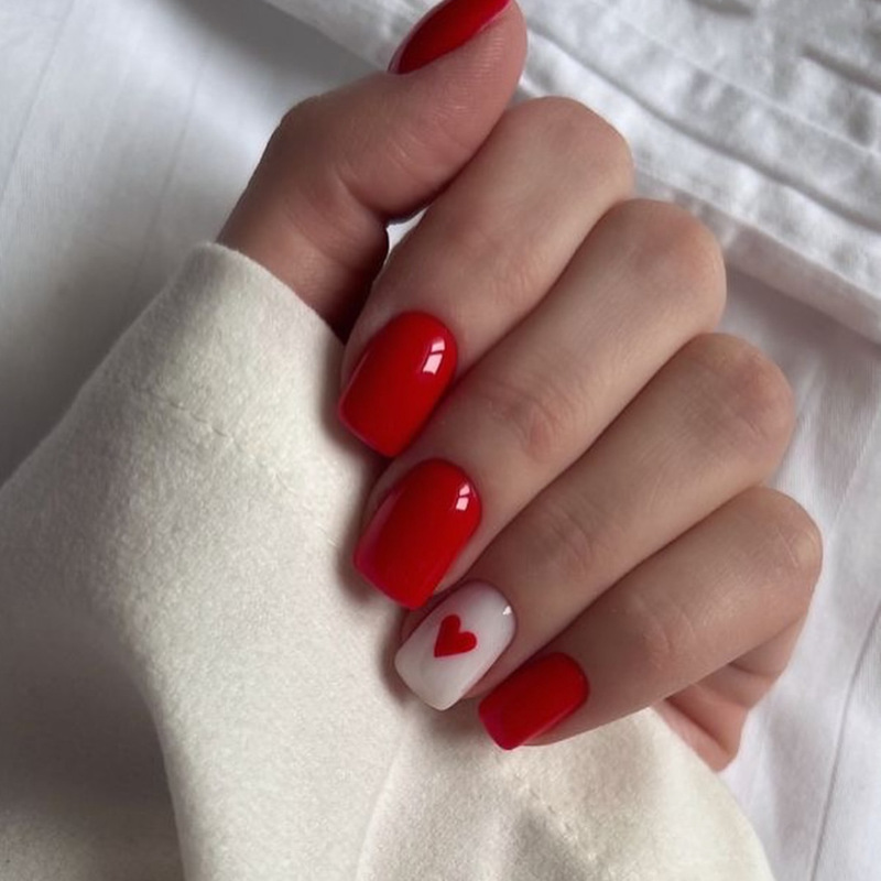 New Explosions Valentine's Day Wear Armor Short Red Love Manicure Pieces Solid Color Short Square False Nail Pieces New Explosions Valentine's Day Wear Armor Short Red Love Manicure Pieces Solid Color Short Square False Nail Pieces