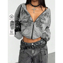 X 13657 Rose print hooded cardigan õ��ӡ����ñ�����羳