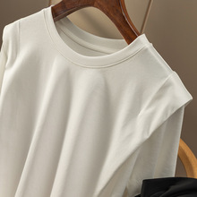现货设计感 立体肩部造型 50支液氮棉时尚圆领T恤女