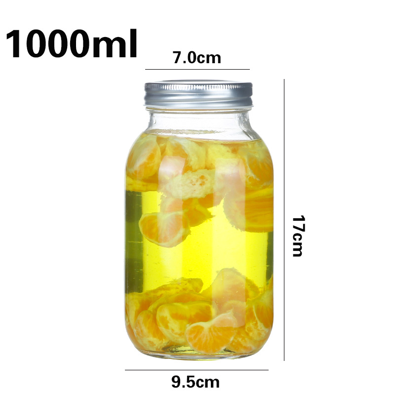 スクエアガラス瓶透明ガラス味噌汁瓶メイソン缶密封厚い貯蔵缶蜂蜜ジャム瓶卸売り