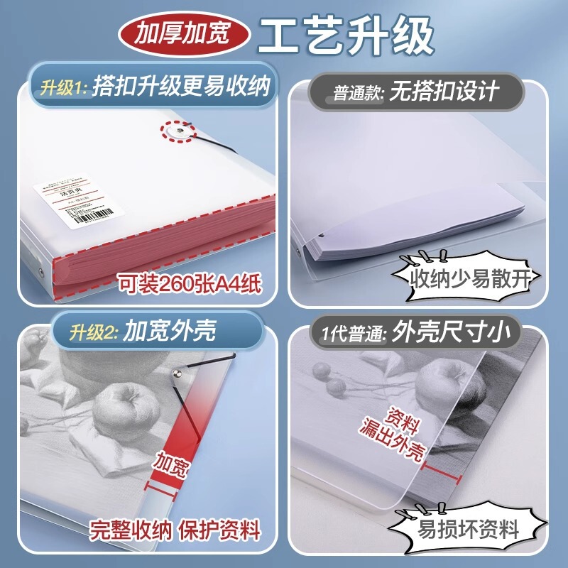 四孔活页文件夹a4打孔活页夹4孔送打孔器收纳透明书夹子纸夹资料|undefined