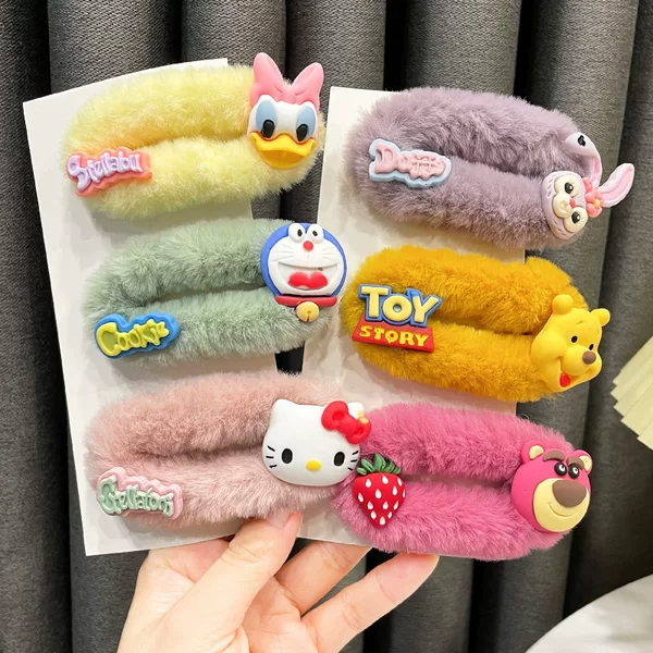 Cute Plush Cartoon bb Clip Sanrio Strawberry Bear Bangs Clip Star Dailu Side Clip Internet Popular Same Style Hairpin