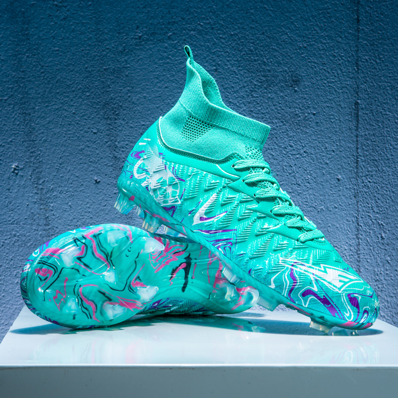 Zapatos de fútbol de clavos transfronterizos de alto impacto para niños y niñas, zapatos de entrenamiento antideslizantes transpirables para adultos, zapatos deportivos de competición de clavos largos
