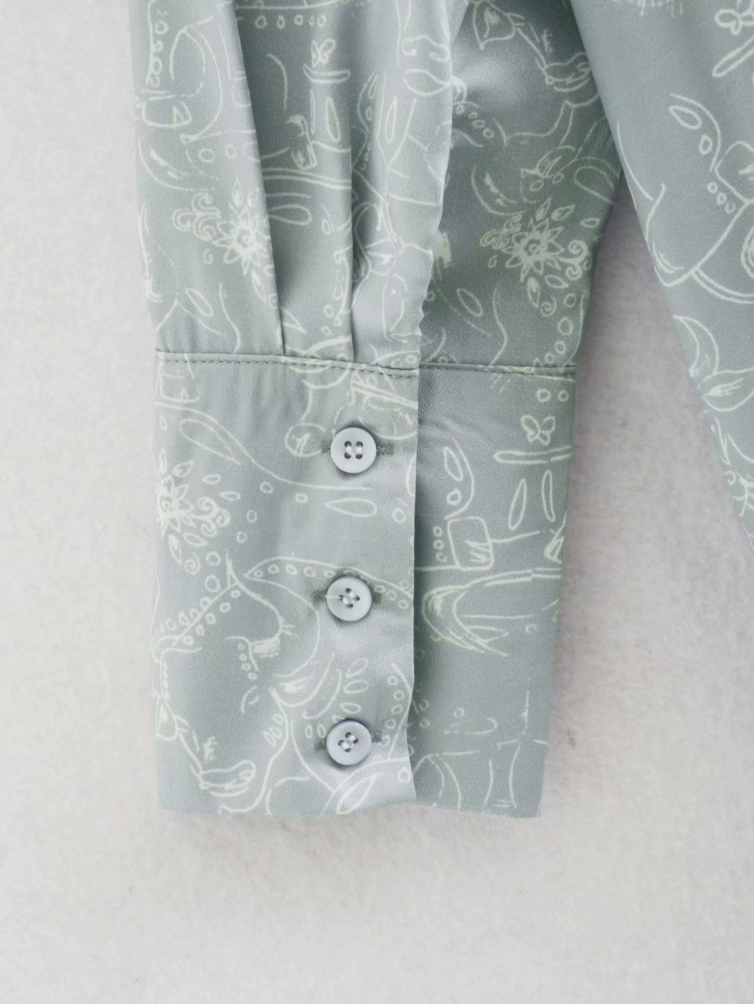 printed loose satin blouse  NSAM36301