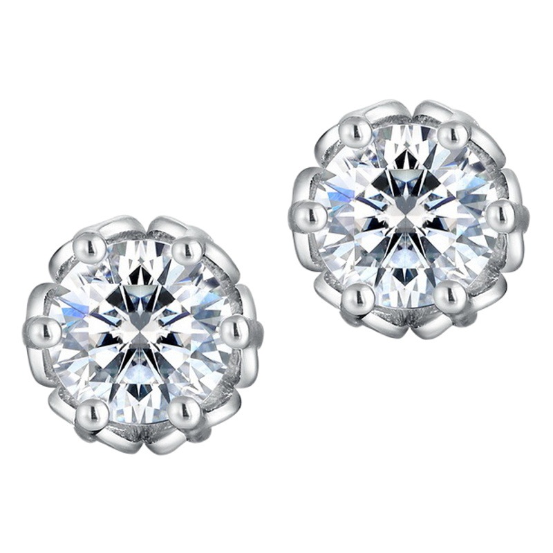 Wilsheng joyería de plata 925 simple moda seis-garra pendientes ronda ocho corazones y ocho flechas VVS moissanite pendientes para las mujeres