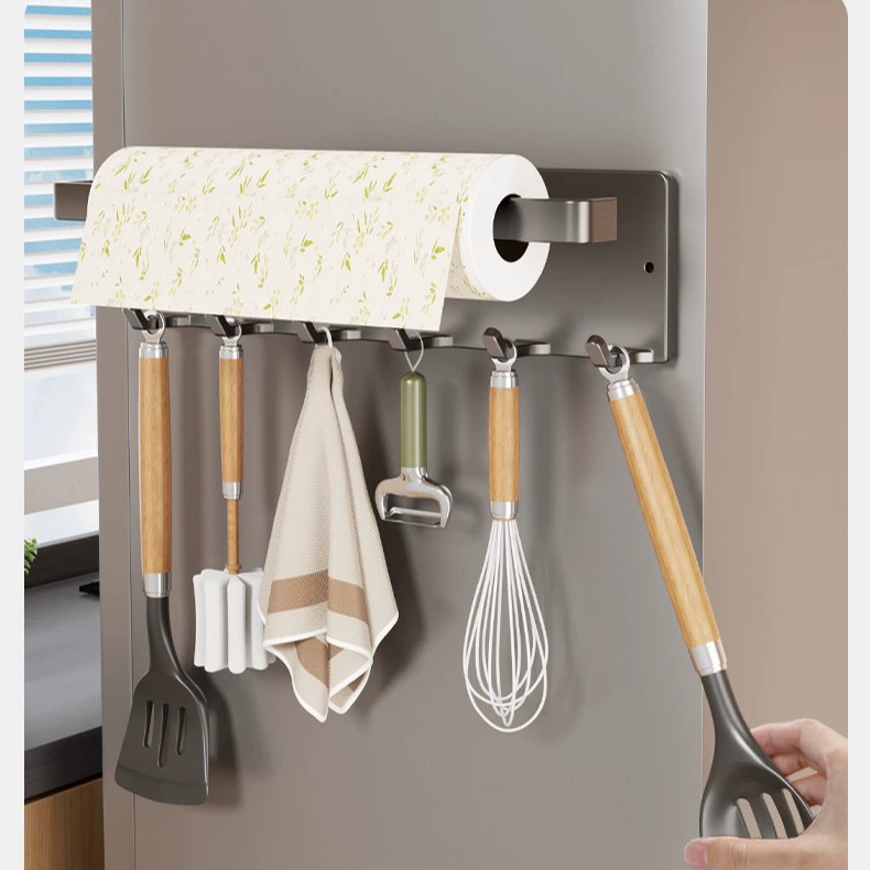 Кухонная магнитная держатель для бумажных полотенец, крепление без проколов на стенке шкафа для рулона пленки, держатель для рулона бумаги и салфеток