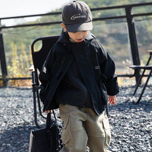 Boys' Tops 2024 New Children's Autumn and Winter Three-In-One Detachable Thickened Top Boys Winter