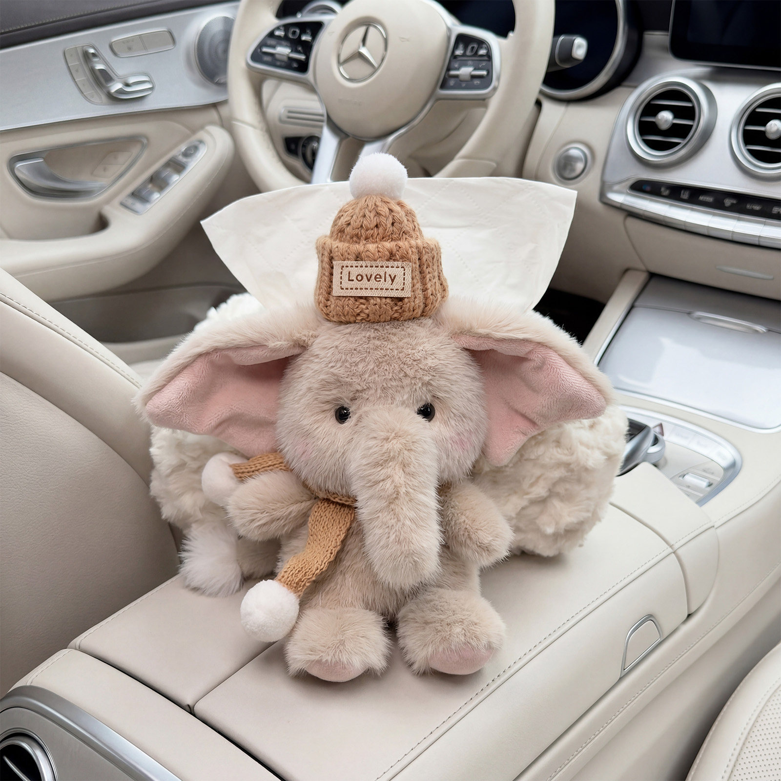 Cartoon Elephant Car Creative Seat Back Tissue Holder Car Tissue Box In-Car Armrest Box Multifunctional Tissue Box