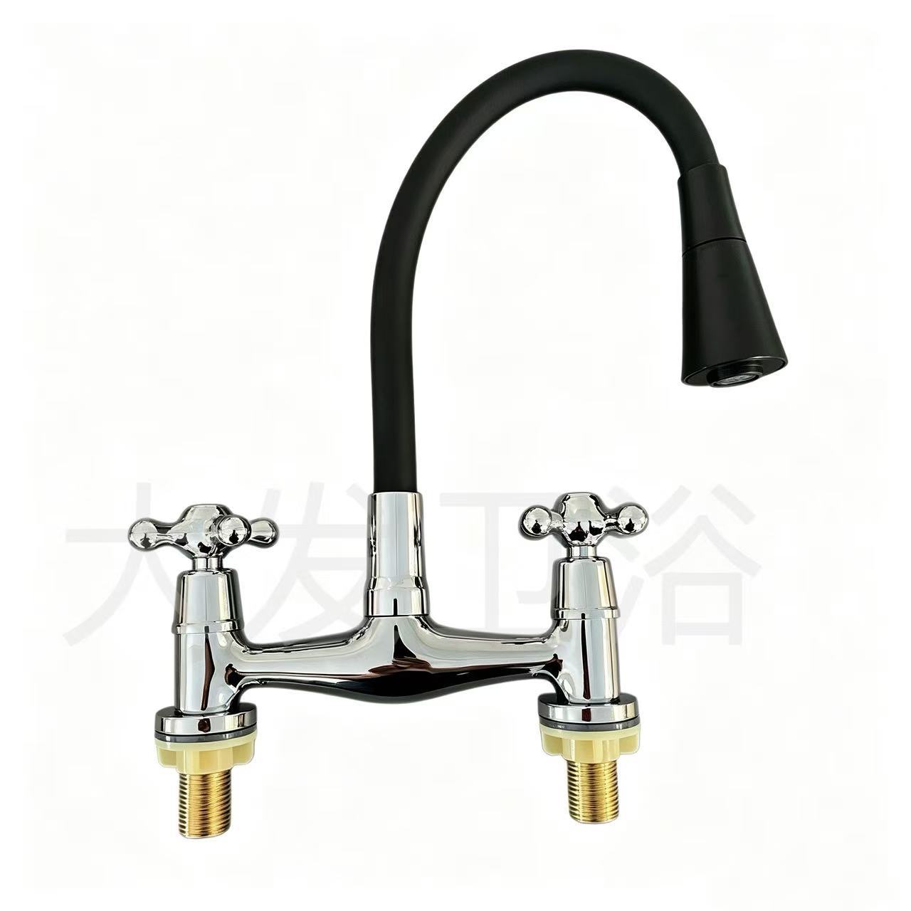 Grifo Vertical para Fregadero de Doble Mando de Aleación de Zinc para Cocina