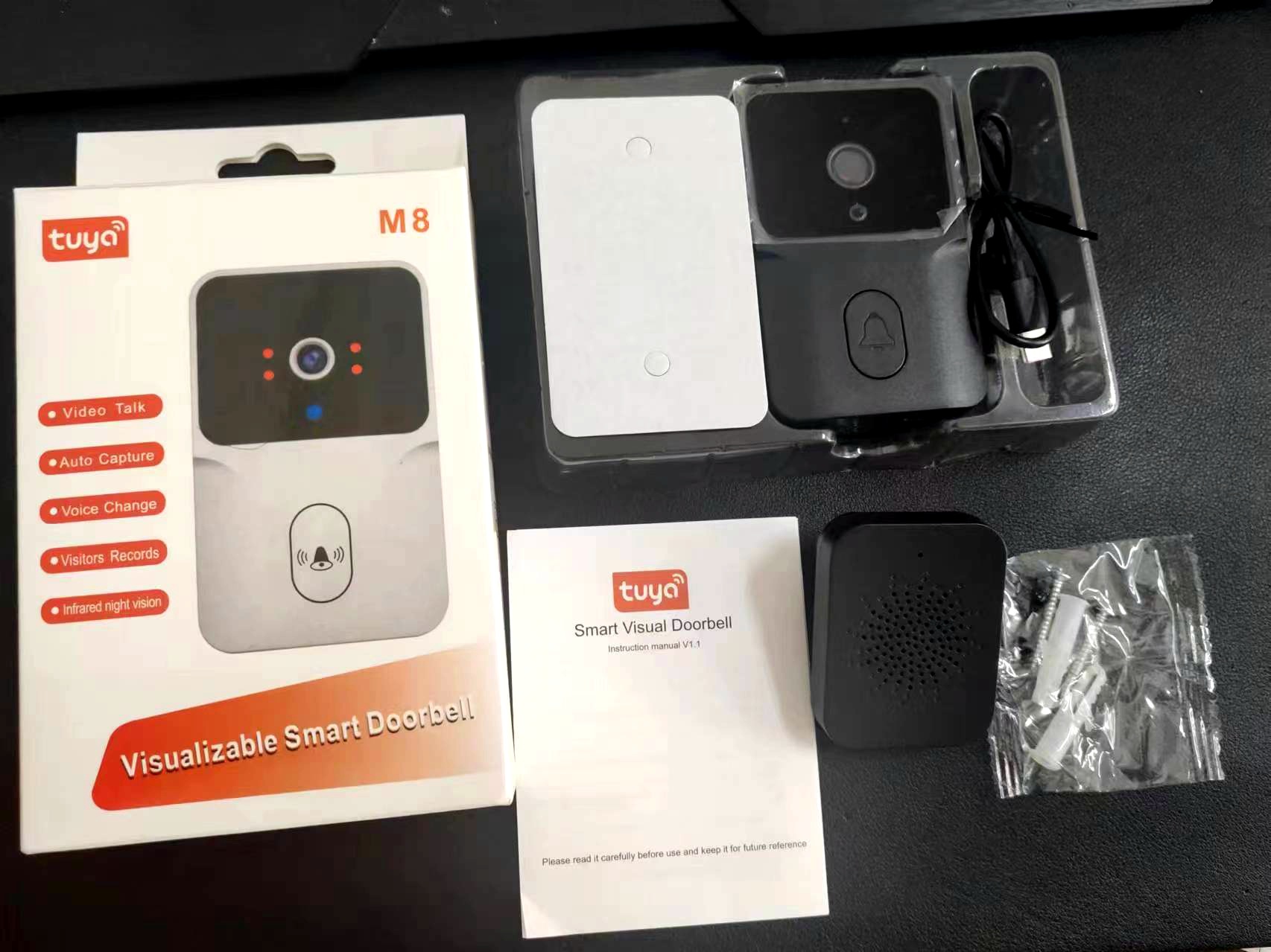 Timbre de video TUYA de bajo consumo WIFI Timbre inalámbrico HD Seguridad inteligente para el hogar Intercomunicador graffiti transfronterizo