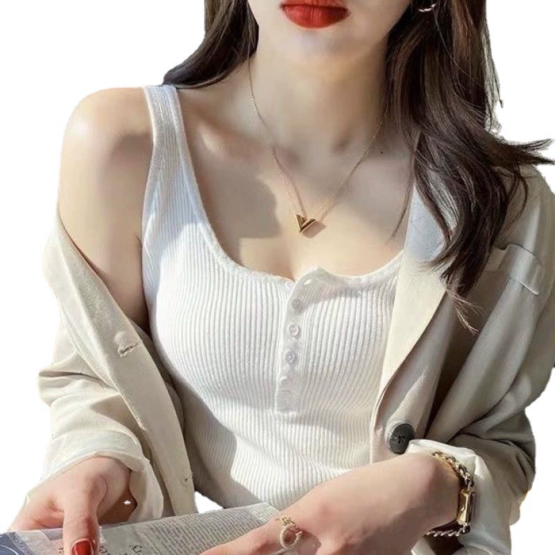 Vest, knitted base top with cups, front lock, 2023