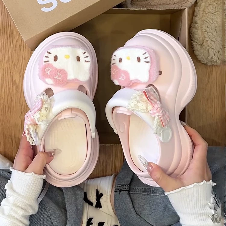 Hello Kitty, мультяшные летние модные универсальные удобные тапочки, 2025 год