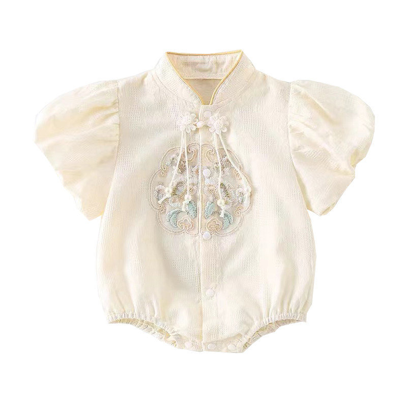 패션 세련된 중국 스타일 반팔 바디 옷  소녀 여름 옷 청삼 학카 중국 스타일 의상