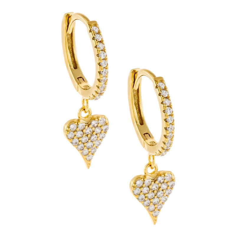 Boucles D&#39;oreilles Longues En Forme De Cœur Avec Zircon Incrusté De Cuivre display picture 3